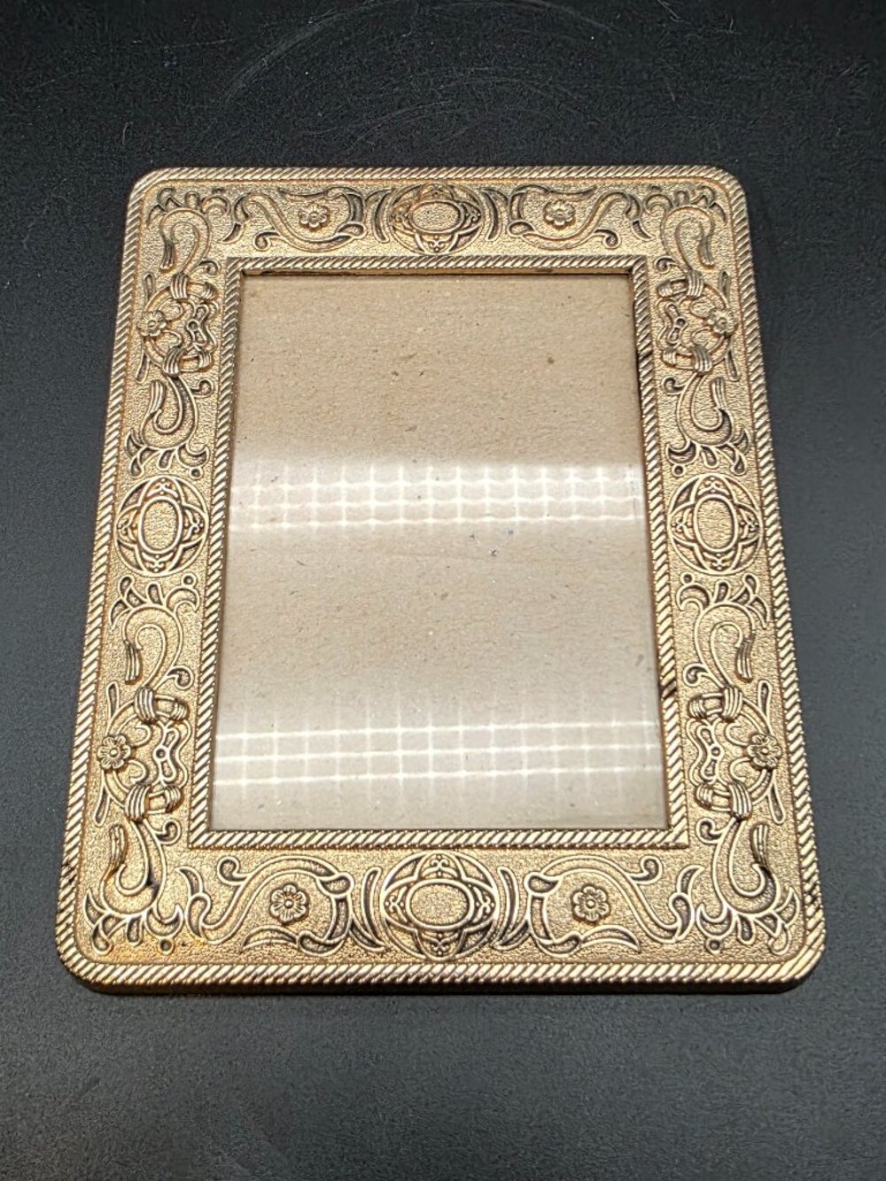 Vintage Heavy Duty Ornate Brass Metal Picture Frame 5x7 Scrollwork